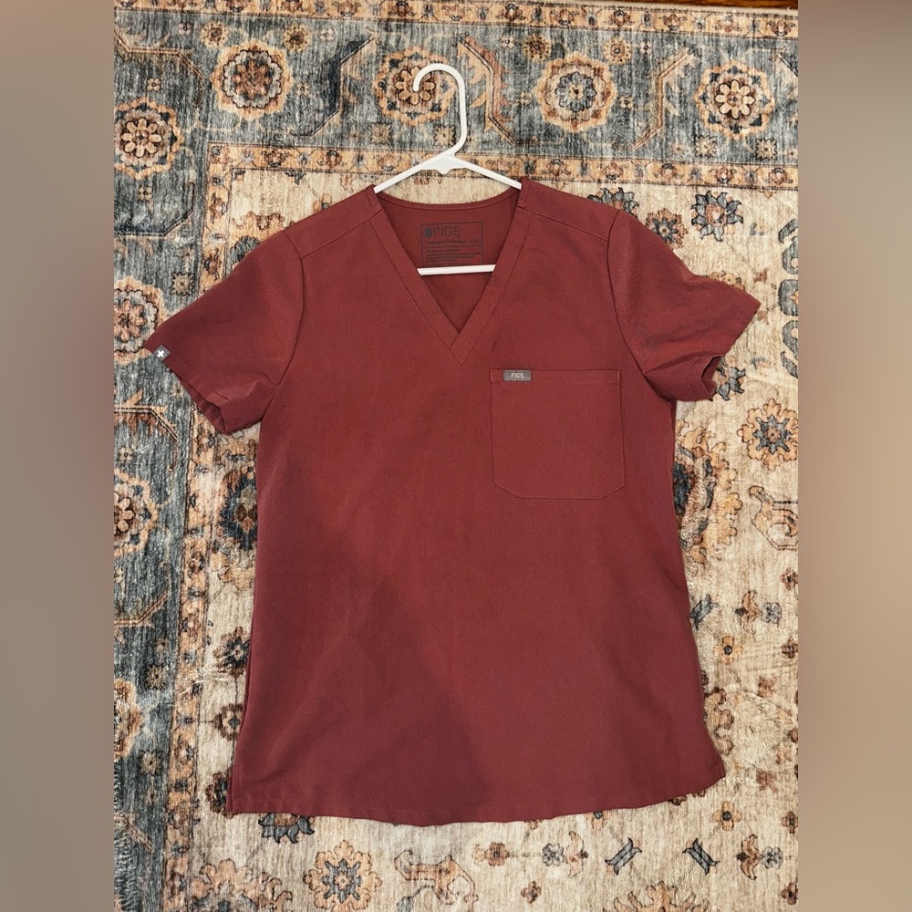 Figs One Pocket Scrub Top Mauve